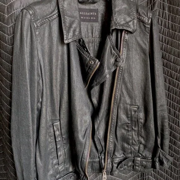 All Saints Black Jean Jacket - Picture 7 of 16